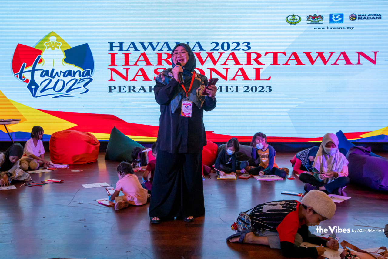 Aktiviti melukis turut diadakan sempena pameran HAWANA 2023.