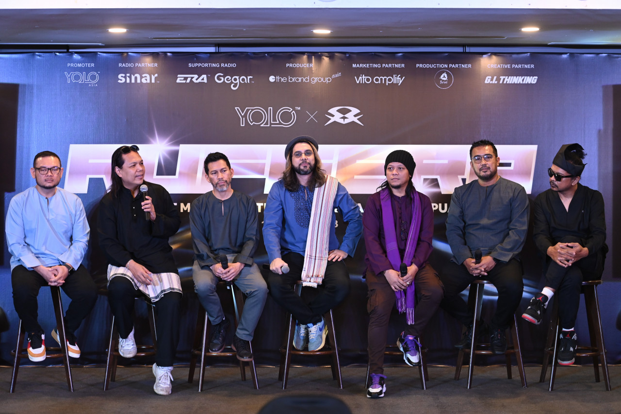 Anggota Ruffedge dan Haniff pada sidang media Konsert Jelajah RUFFERA 'That Moment In Time’ . - Gambar PR
