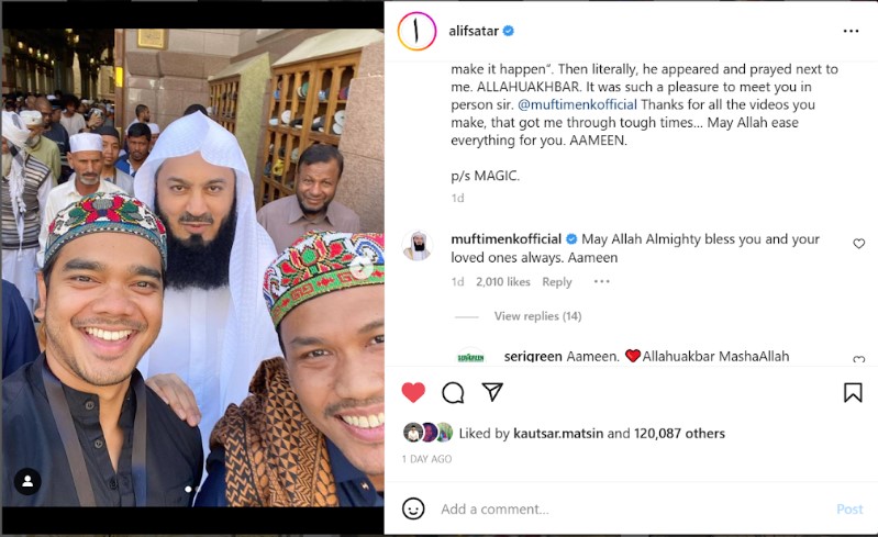 Alif Satar berpeluang bertemu Ismail Menk di tanah suci.