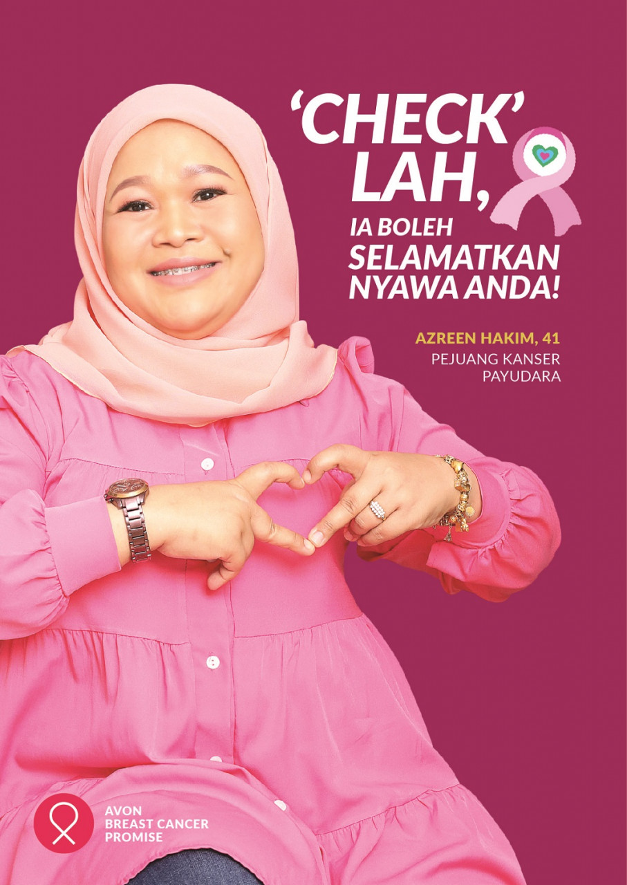Pejuang kanser payudara, Azreen Hakim menyertai kempen Feel the #BoobLove anjuran Avon.