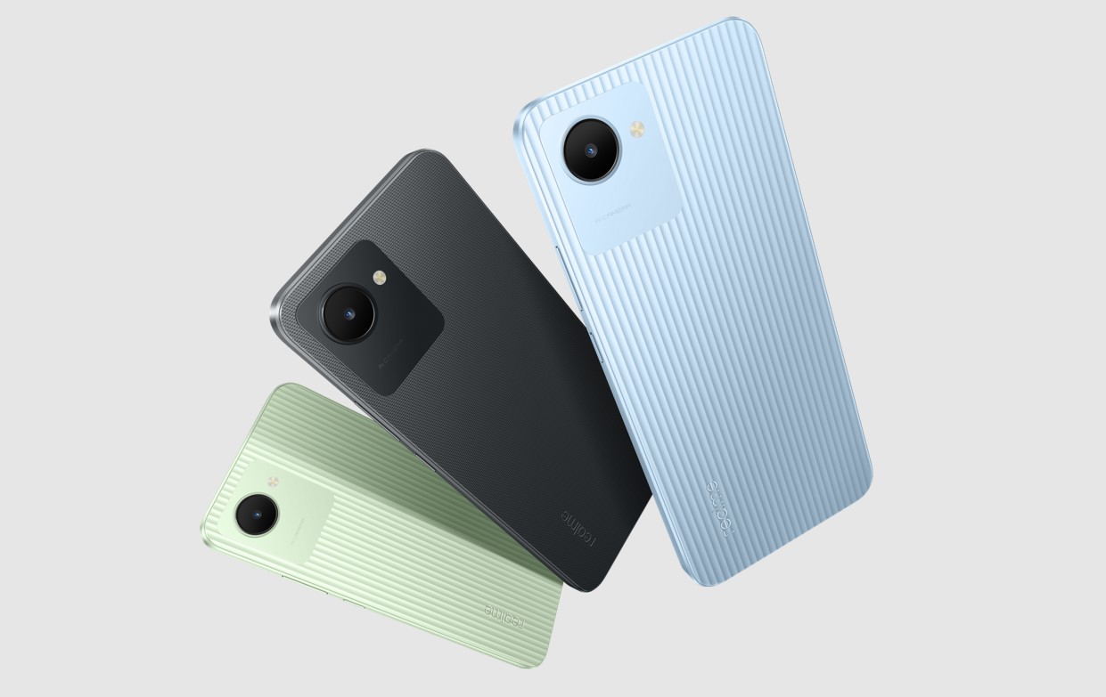 Realme C30 boleh diperolehi dengan 3 warna iaitu biru tasik, hijau buluh dan hitam denim.