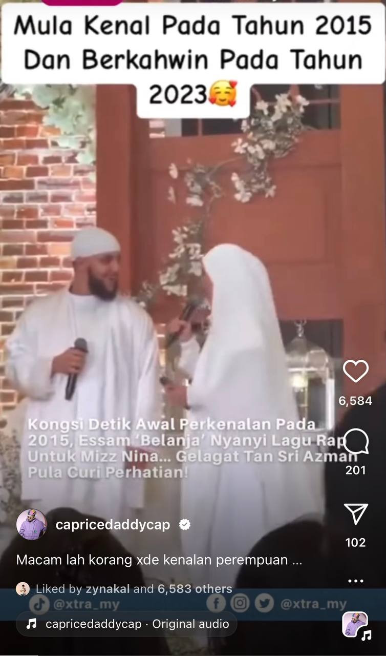 Tangkap layar perkongsian Caprice. - gambar Izwan Ramlan