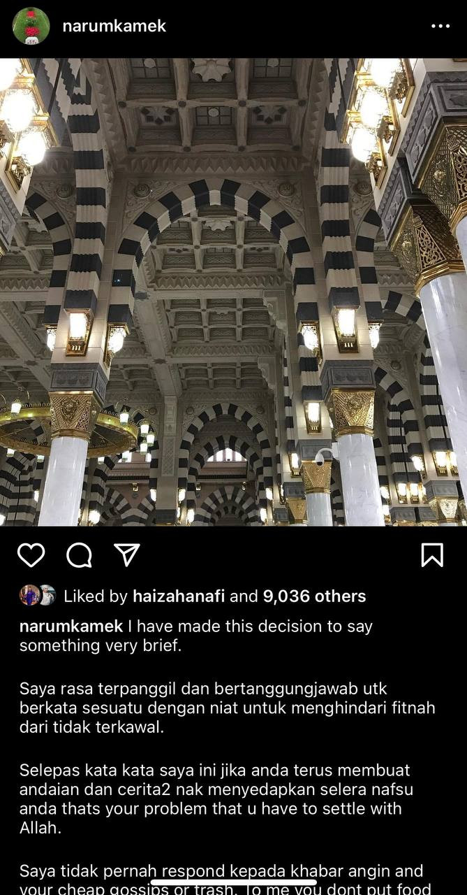 Tangkap layar hantaran Engku Emran di Instagram. - Izwan Ramlan