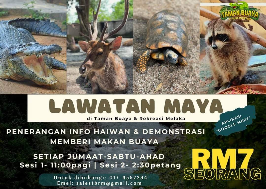 Promosi dijalankan Taman Buaya dan Rekreasi Melaka, lawatan secara maya menerusi aplikasi Google Meet