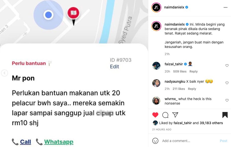 Tangkapan layar Instagram @naimdanielx
