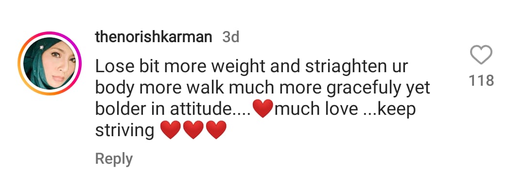Tangkapan layar komen Norish Karman