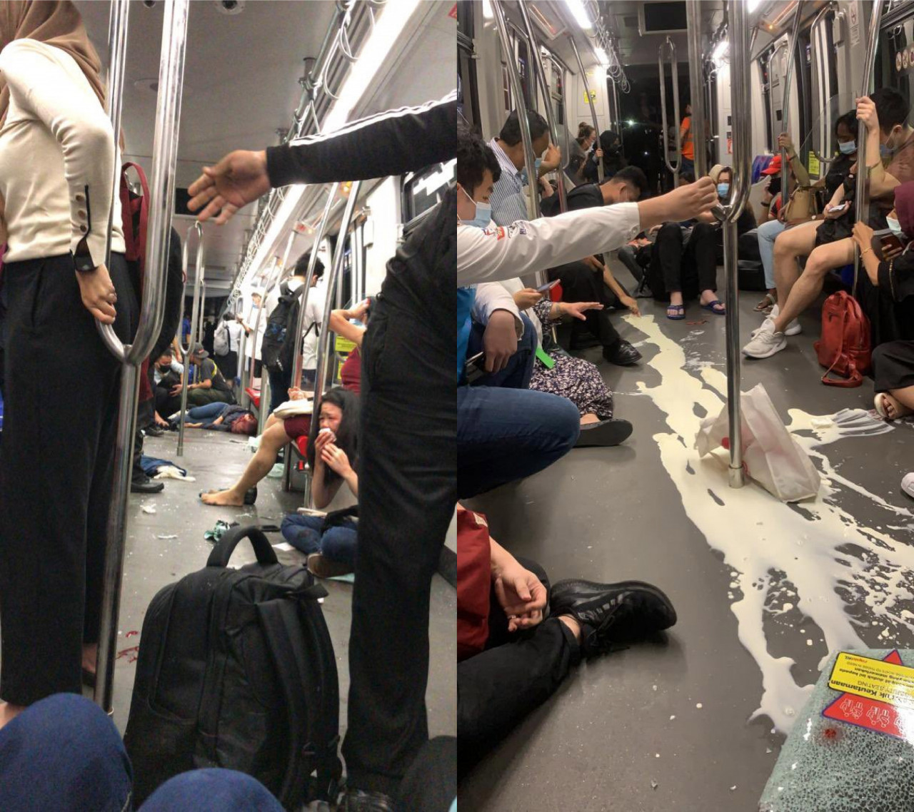 Keadaan di dalam salah sebuah tren yang terlibat dalam kemalangan. - Gambar dari Twitter