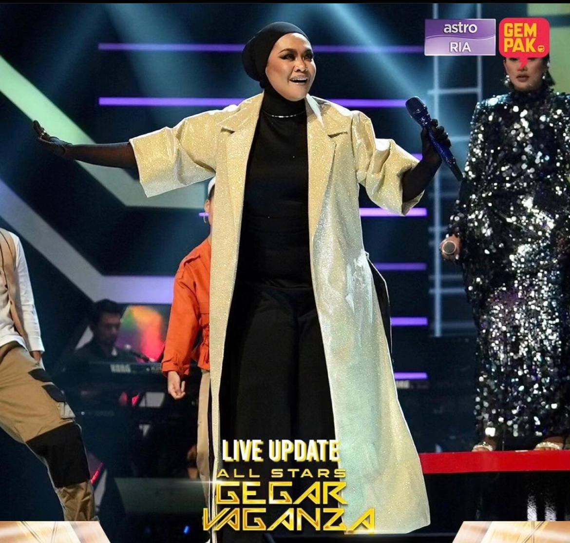 Liza Hanim ketika mengadakan persembahan di pentas All Star Gegar Vaganza. gambar Instagram Liza Hanim