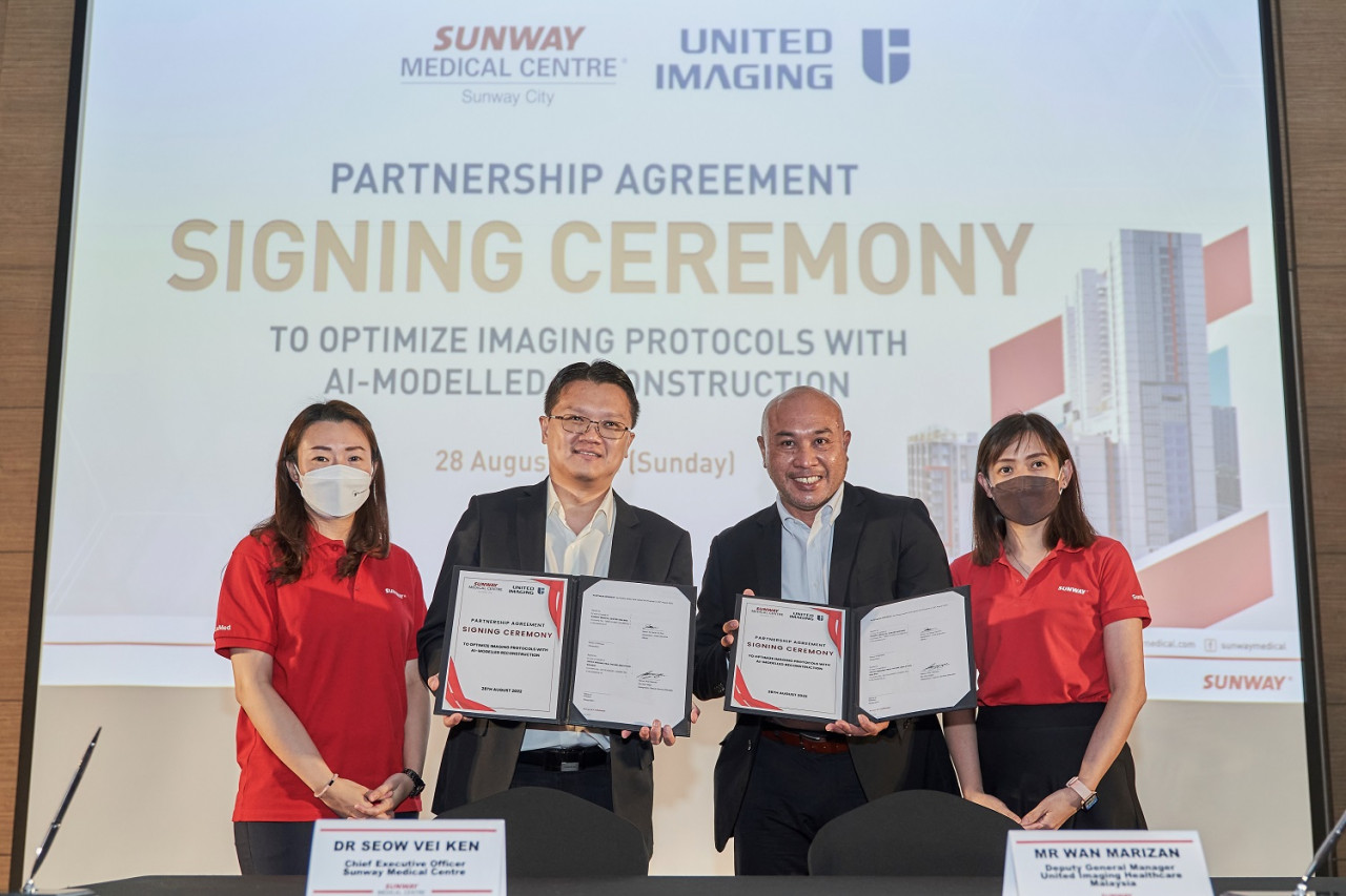 Pusat Perubatan Sunway dan United Imaging Healthcare (UIH) menjalin kerjasama untuk mengoptimumkan protokol pengimejan molekul menggunakan pembinaan semula model kecerdasan buatan (AI) untuk diagnosis kanser