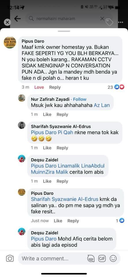 Kenyataan pemilik inap desa yang menyangkal dakwaan bahawa Nurul Aiman sengaja mengada-adakan cerita - gambar Facebook
