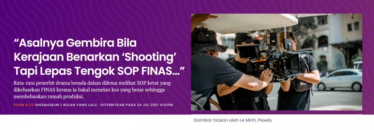 Tangkapan layar tulisan kami tentang SOP ketat yang dikeluarkan oleh FINAS 