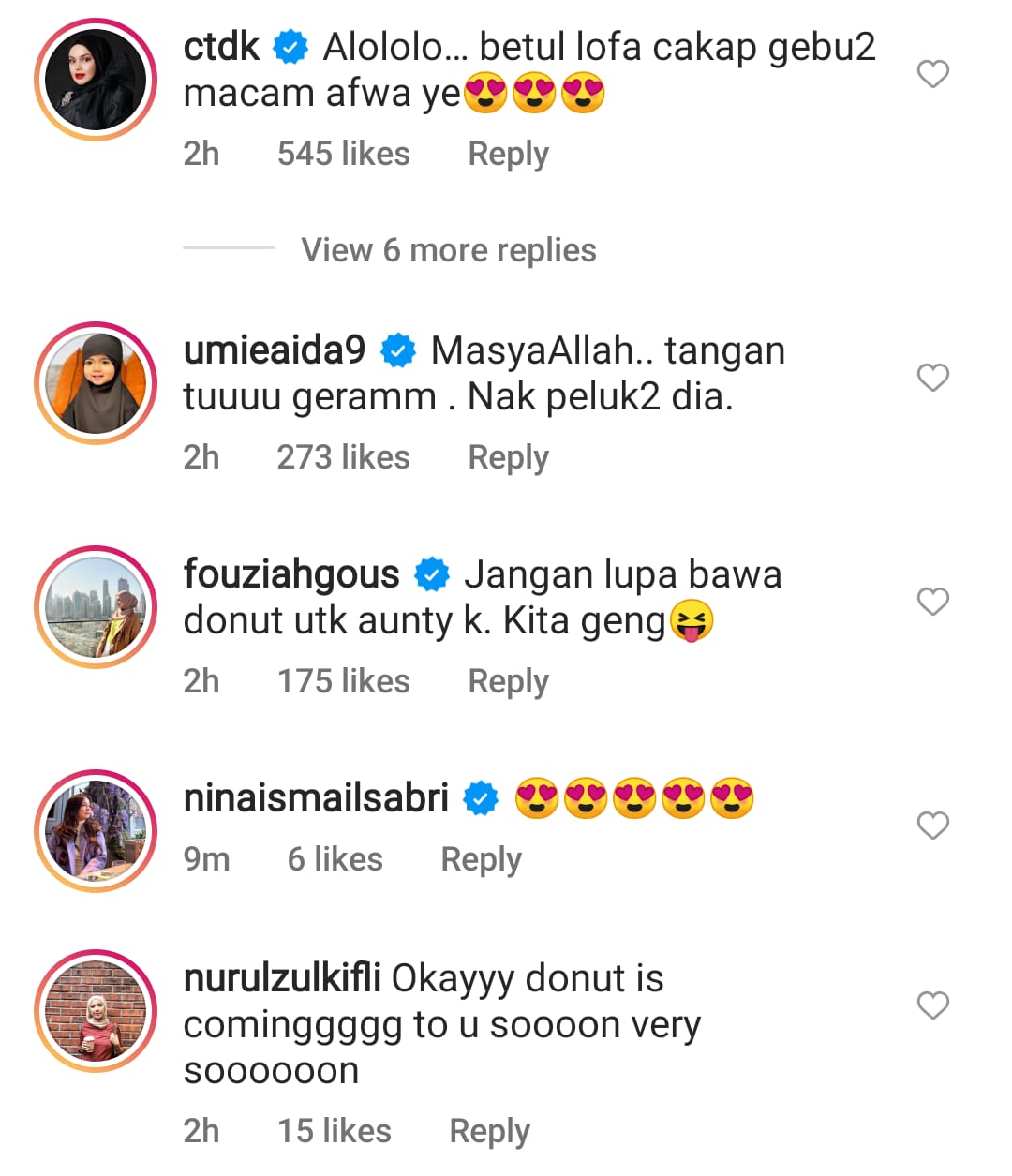 Tangkapan layar komen di akaun Instagram Neelofa