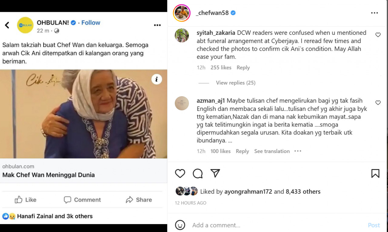 Tangkapan layar Instagram Chef Wan