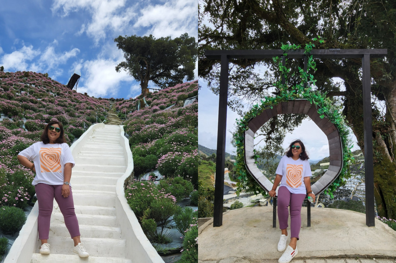 Penulis di dua 'Instagrammable Spot' di Cameron Highland Flora Park