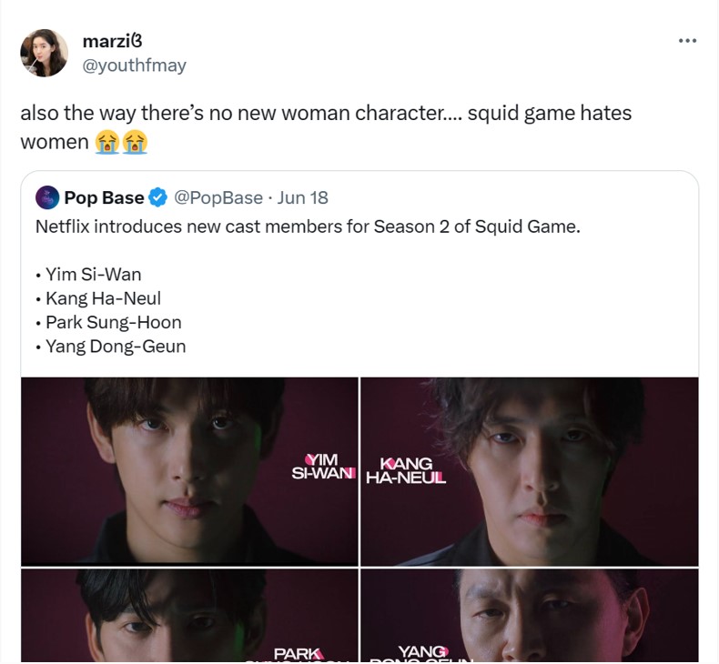 Antara komen netizen tentang musim baharu 'Squid Game' - Tangkapan layar Twitter