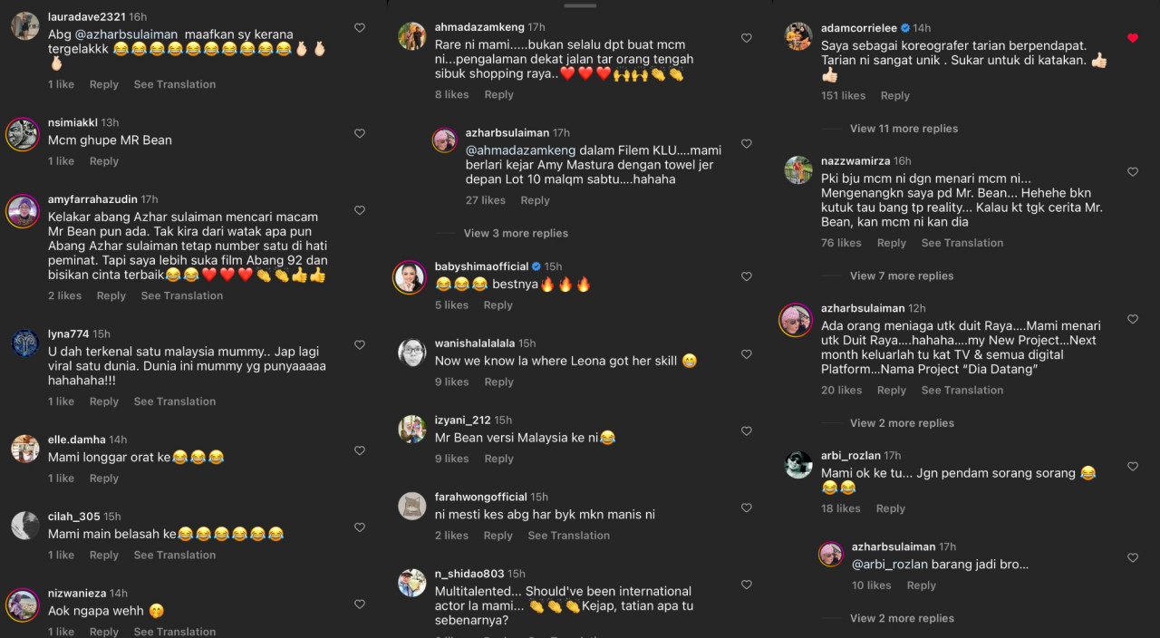 Antara komen netizen di Instagram Azhar Sulaiman