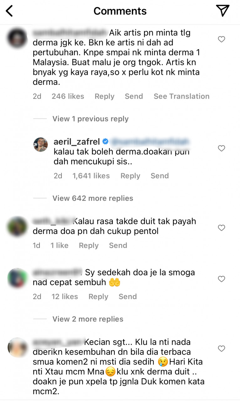 Tangkapan layar komen Instagram