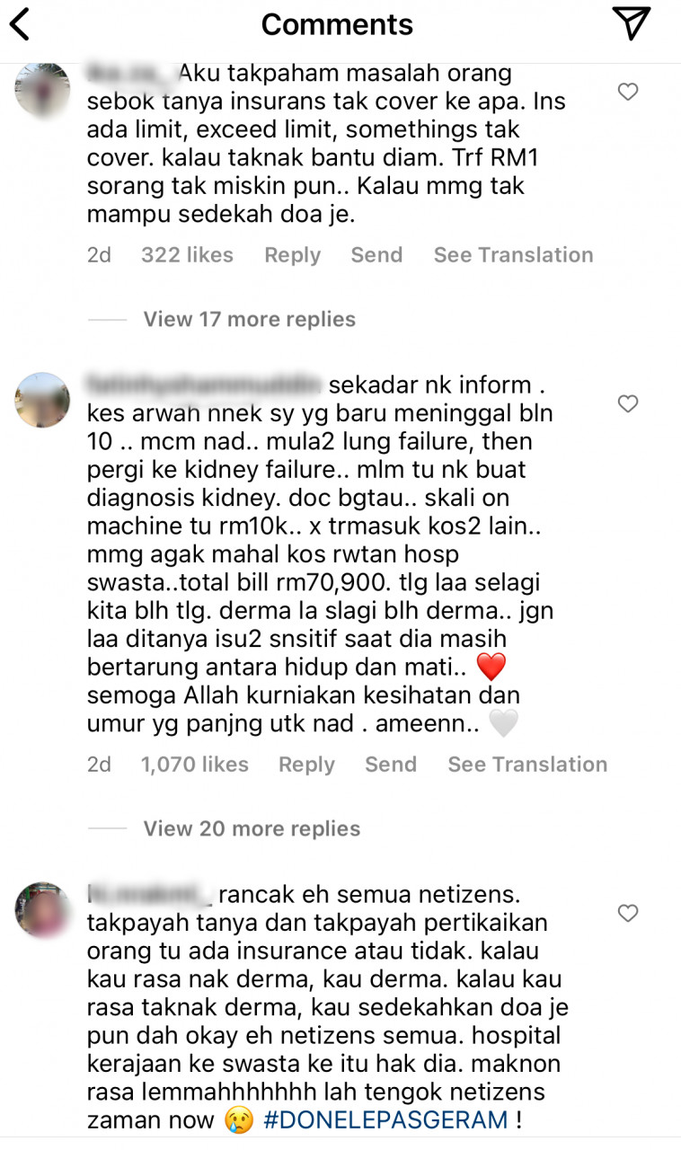 Tangkapan layar komen Instagram