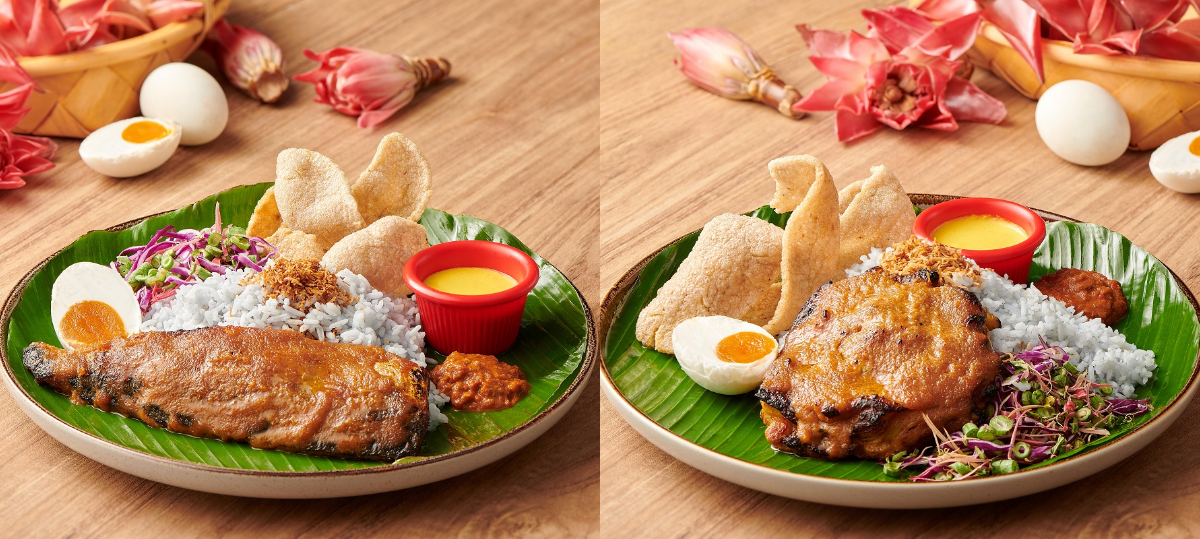 Nasi kerabu saba percik dan nasi kerabu ayam percik
