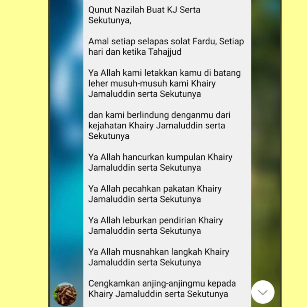 Tangkap layar doa kumpulan anti vaksin yang tersebar di media sosial.