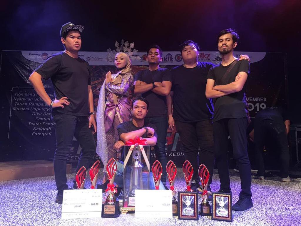 Muhammad Shakkir (duduk) dan rakan merangkul kesemua kategori dan johan pertandingan citrawarna UPSI pada 2019.