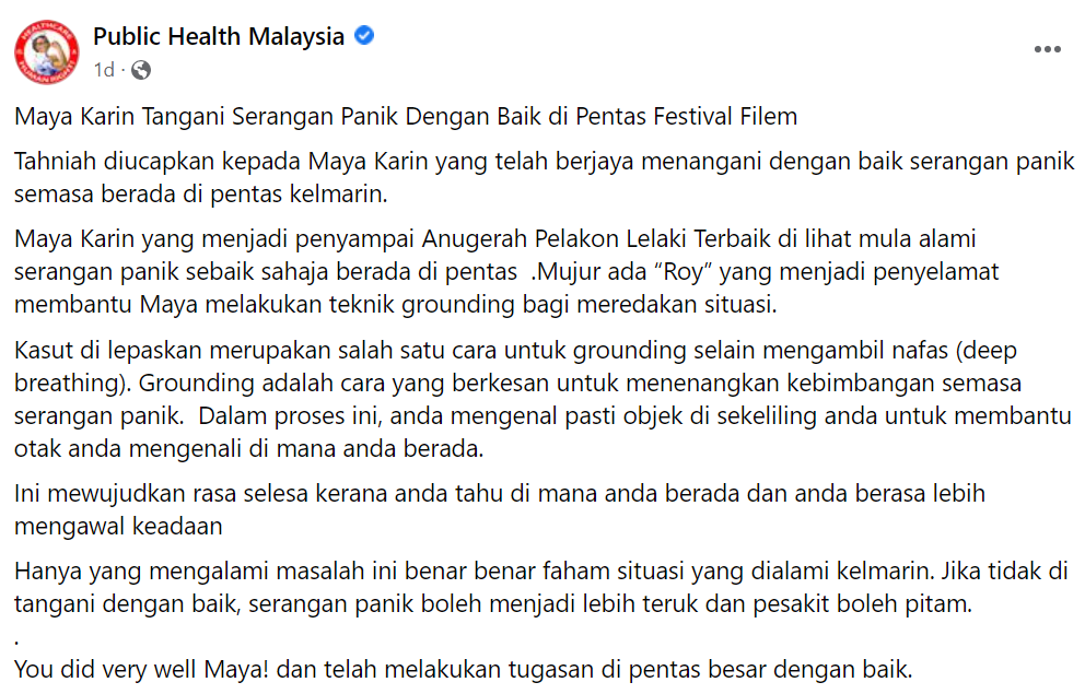 Tangkapan layar Facebook Public Health Malaysia