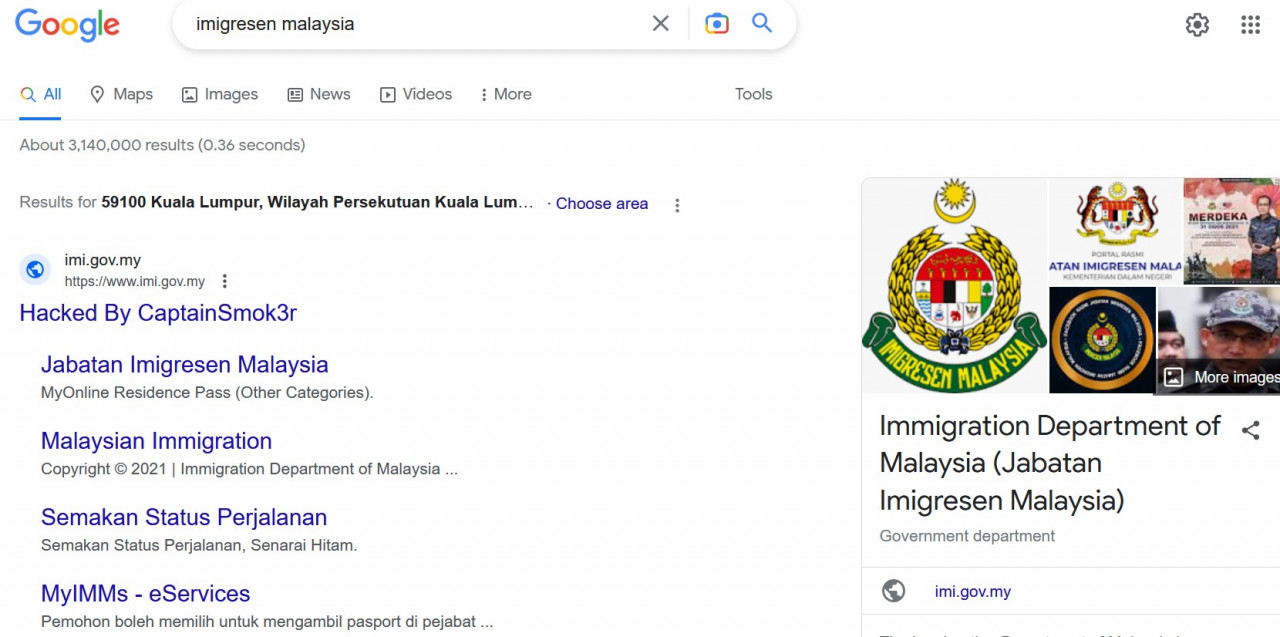 Tangkapan layar Google