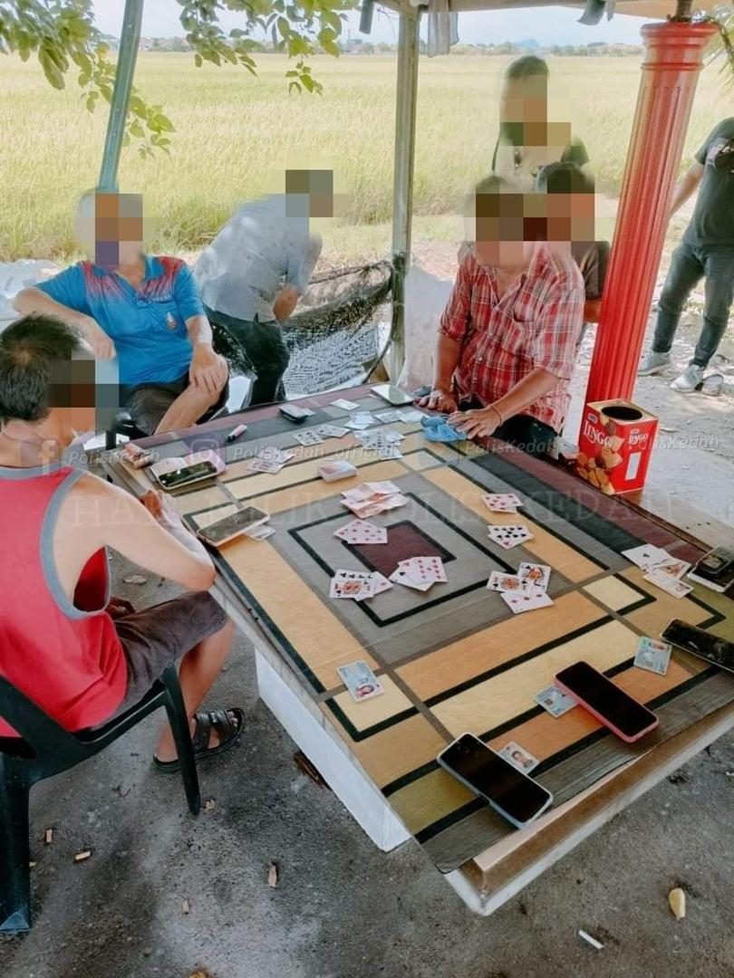 Seramai 12 individu ditahan termasuk dua wanita dengan kesemua mereka berusia antara 48 hingga 73 tahun - Gambar ihsan PDRM Kedah