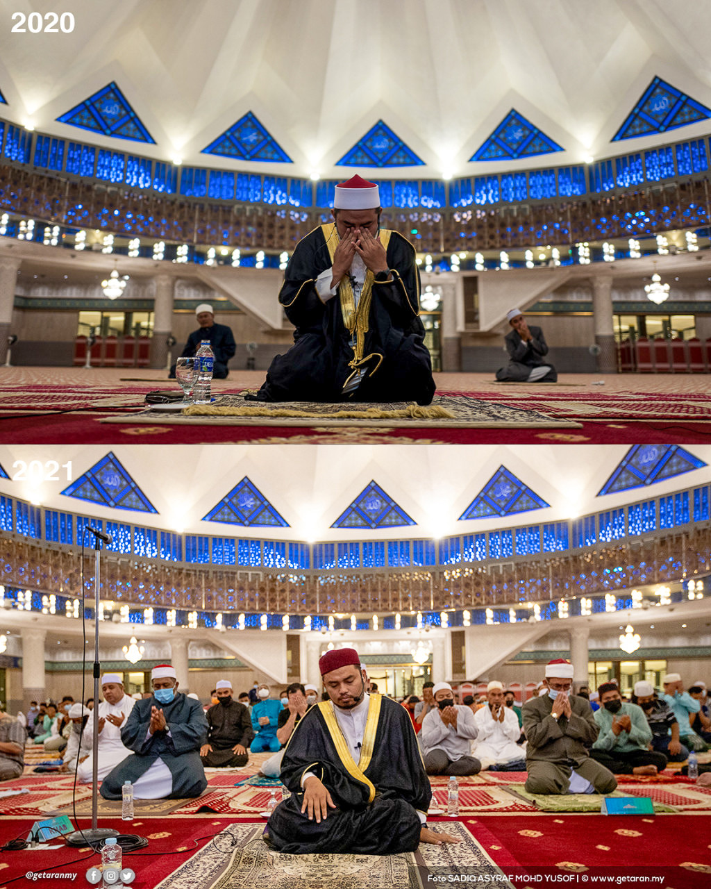 Tahun ini, lebih ramai jemaah boleh menunaikan solat sunat tarawih walaupun terpaksa mengikuti SOP yang ketat. - Foto SADIQ ASYRAF