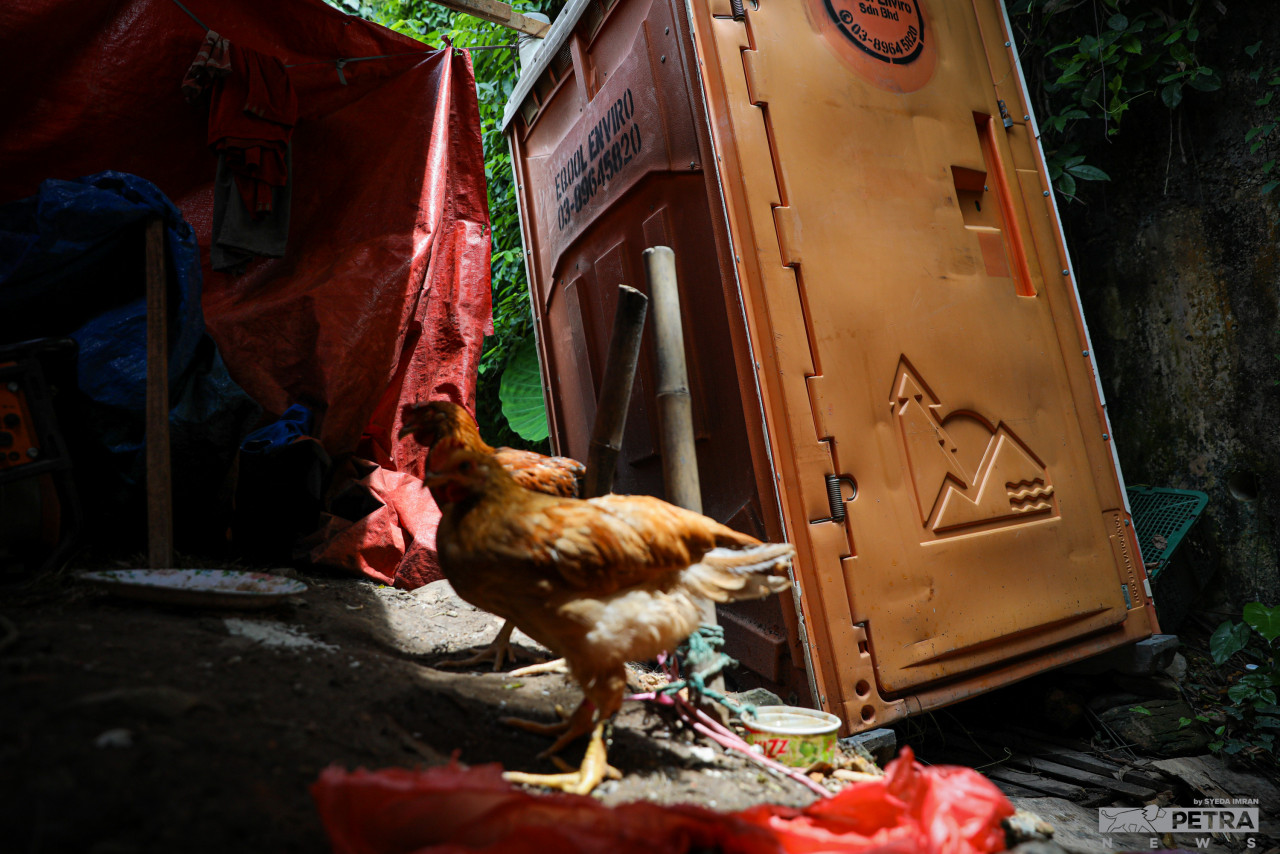 Kawasan kediaman mereka juga tak ubah seperti tempat pembuangan sampah, apabila dipenuhi pelbagai bahan buangan. - Gambar oleh Syeda Imran