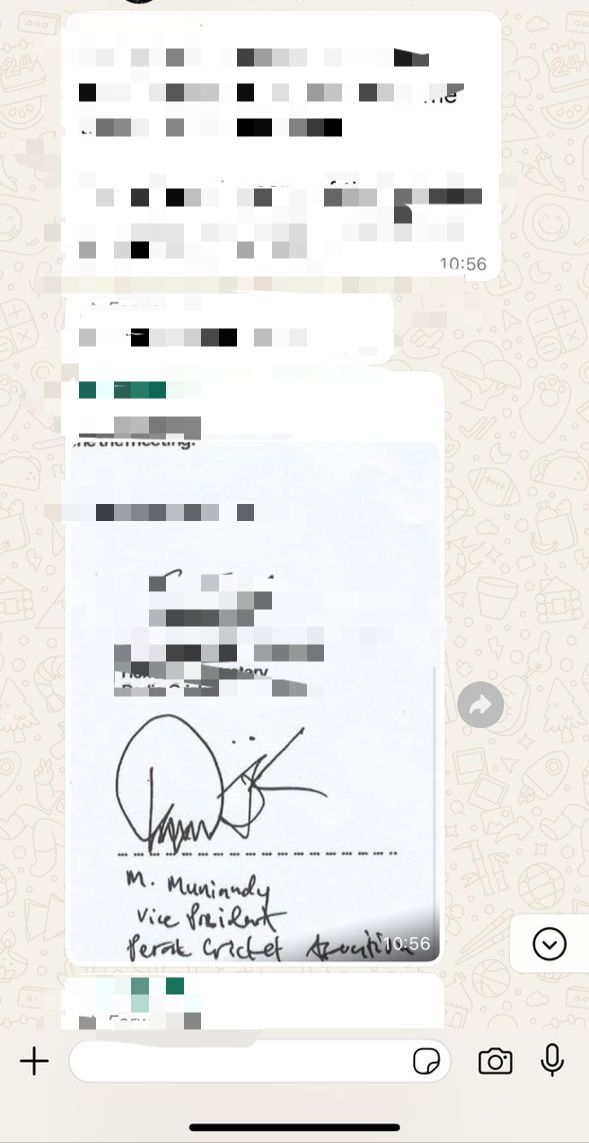 Tahdatangan M Muniandy yang dipalsukan pihak tertentu - Gambar sumber