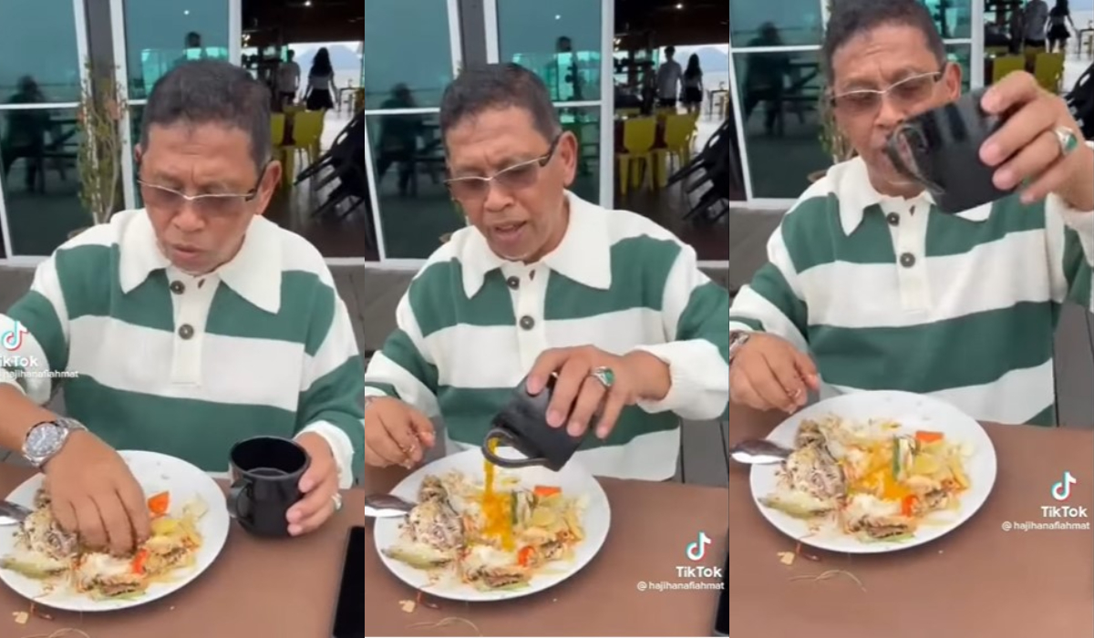 Aksi Hanafiah Mat dikecam netizen selepas memuat naik video yang didakwa mencela Menu Rahmah di TikTok. - Gambar tangkap layar Facebook