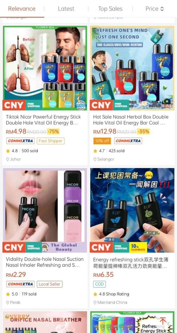 Antara iklan 'Energy Stick' yang mudah didapati di platform e-dagang - gambar Facebook
