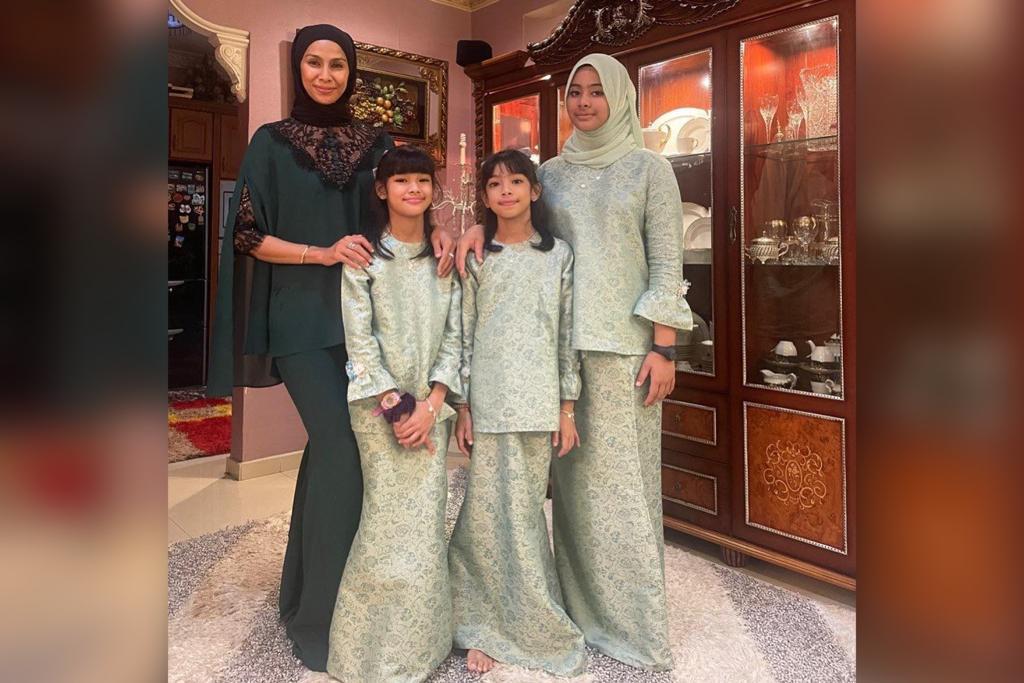 Fazdlun bersama tiga anak perempuannya. - Gambar dari Instagram Fazdlun Abas