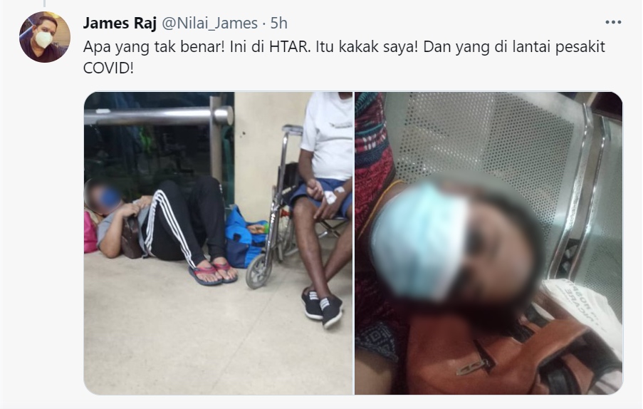 Tangkap layar ciapan James Raj yang mempersoalkan kenyataan penafian HTAR.