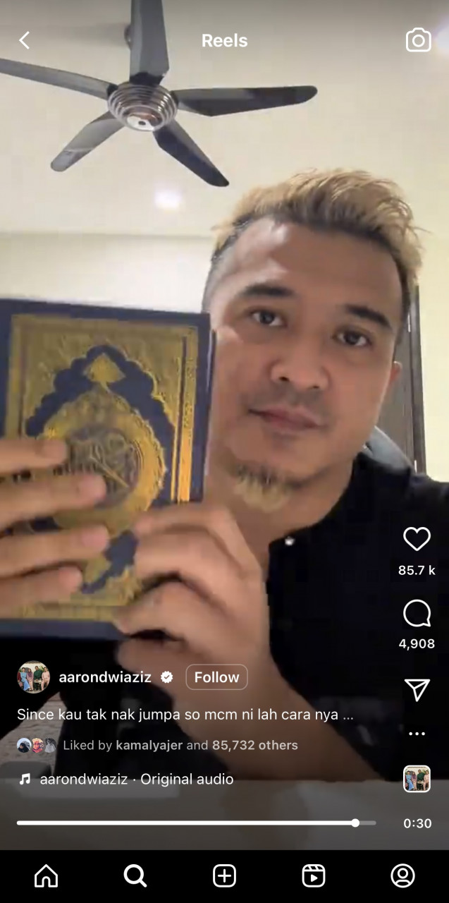 Tangkap layar video di laman Instagram Aaron Aziz