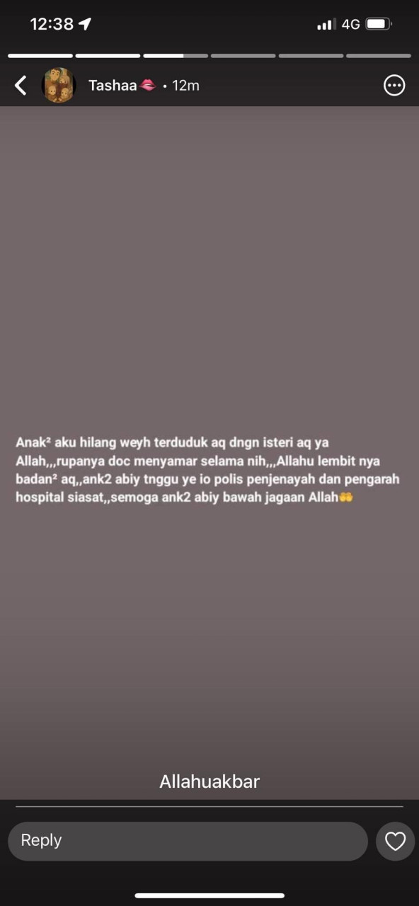 Hantaran dibuat suami wanita berkenaan berkenaan ‘kehilangan’ bayi kembarnya - Gambar Facebook