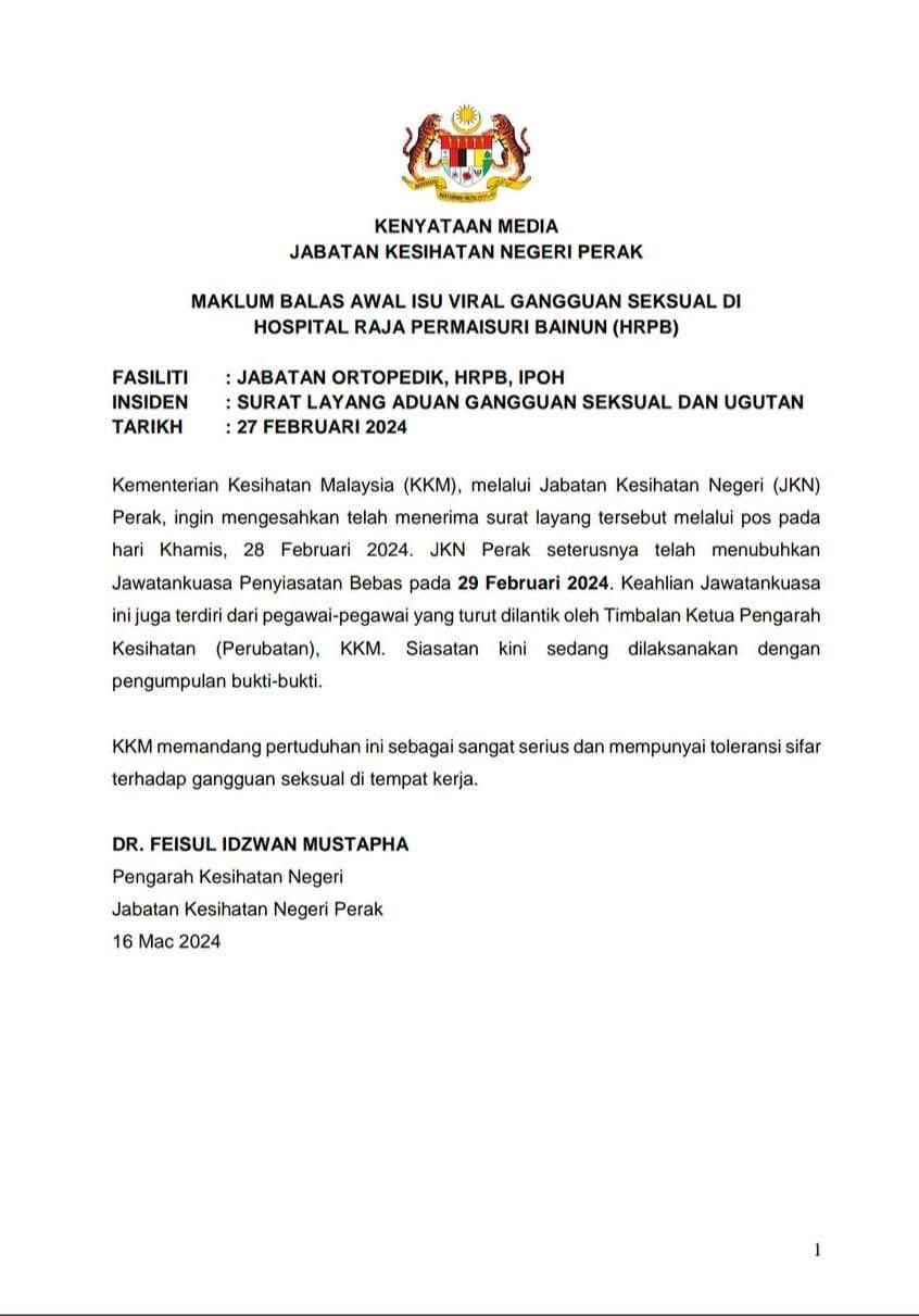 Kenyataan Pengarah Kesihatan Perak