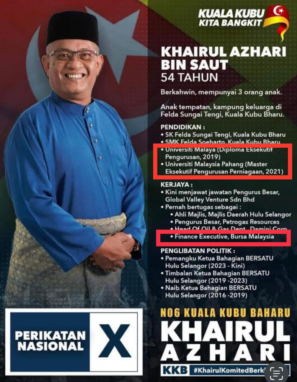 Kelayakan akademik Khairul Azhari yang dikatakan tidak diiktiraf oleh MQA - gambar Facebook