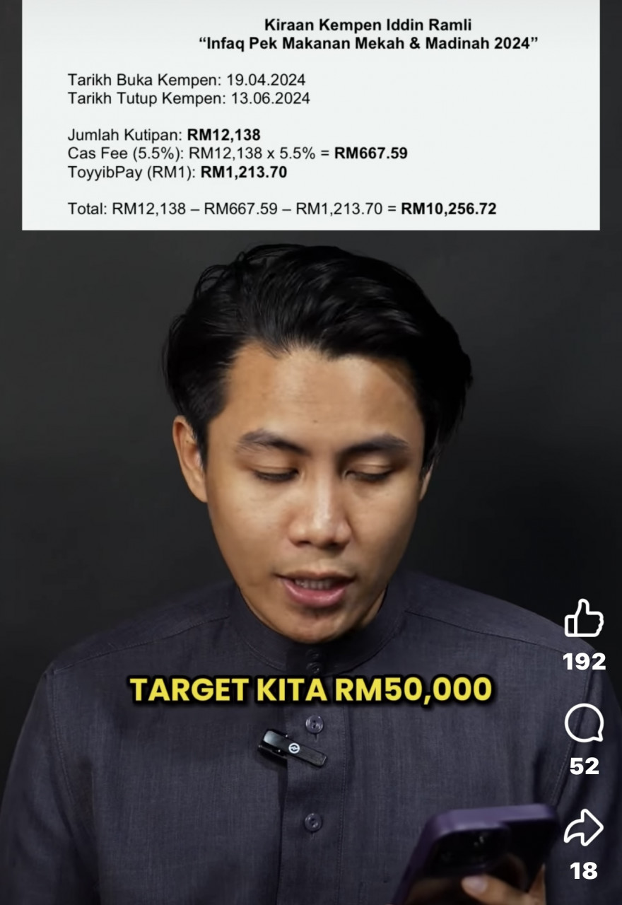 Data kutipan dana yang digerakkan Iddin Ramli - Gambar Facebook
