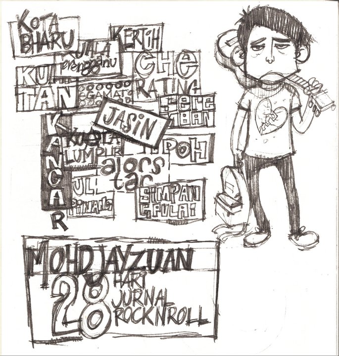 Lakaran komik grafik ‘28 Hari: Jurnal Rock n’ Roll’ oleh Tembakau