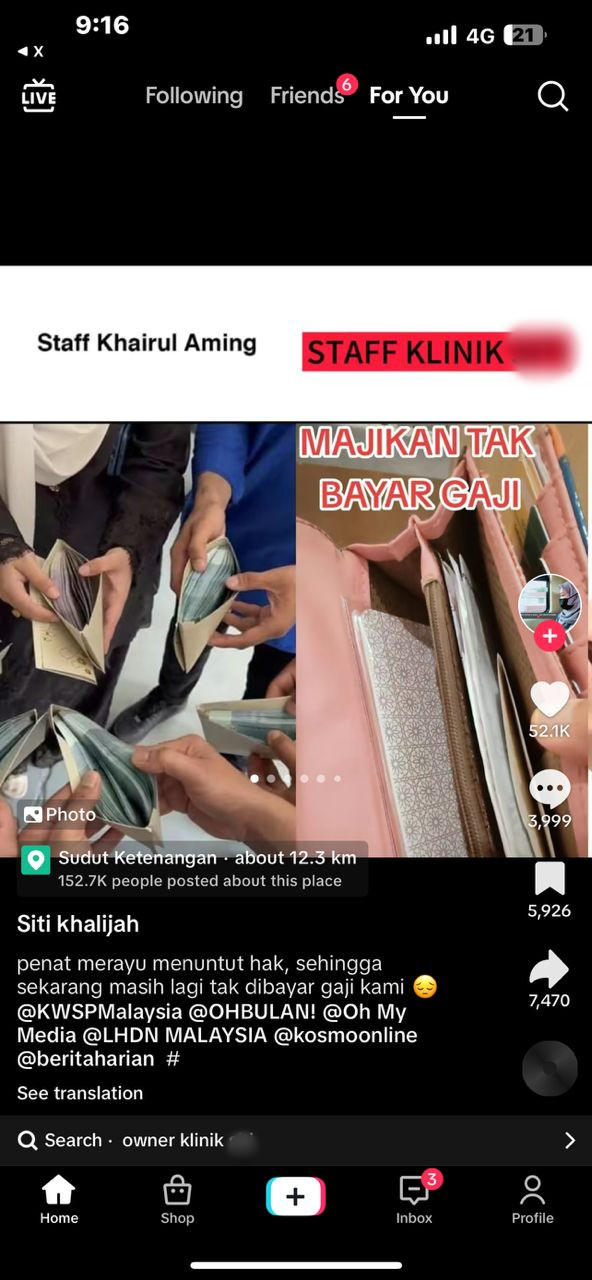 Kes melibatkan klinik ini turut dimuat naik di TikTok