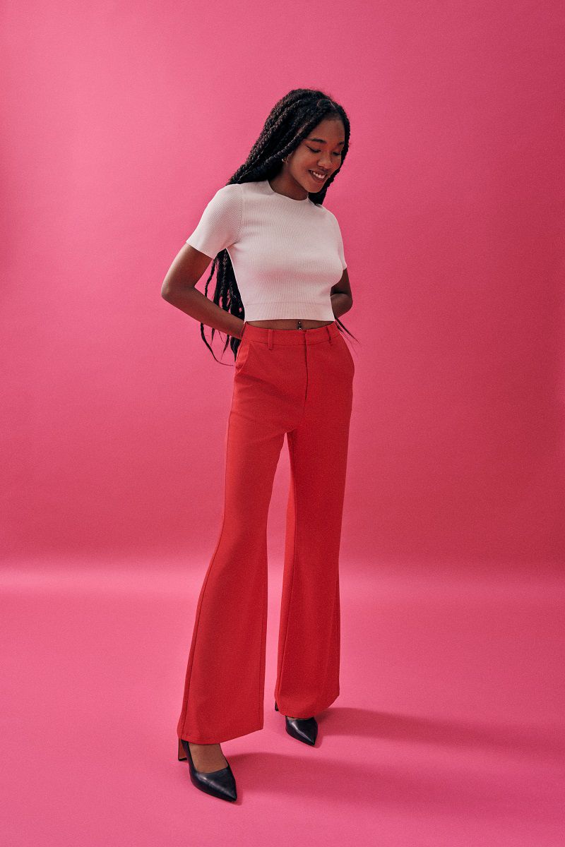 Pvara Regular Flare Pants - gambar Love, Bonito