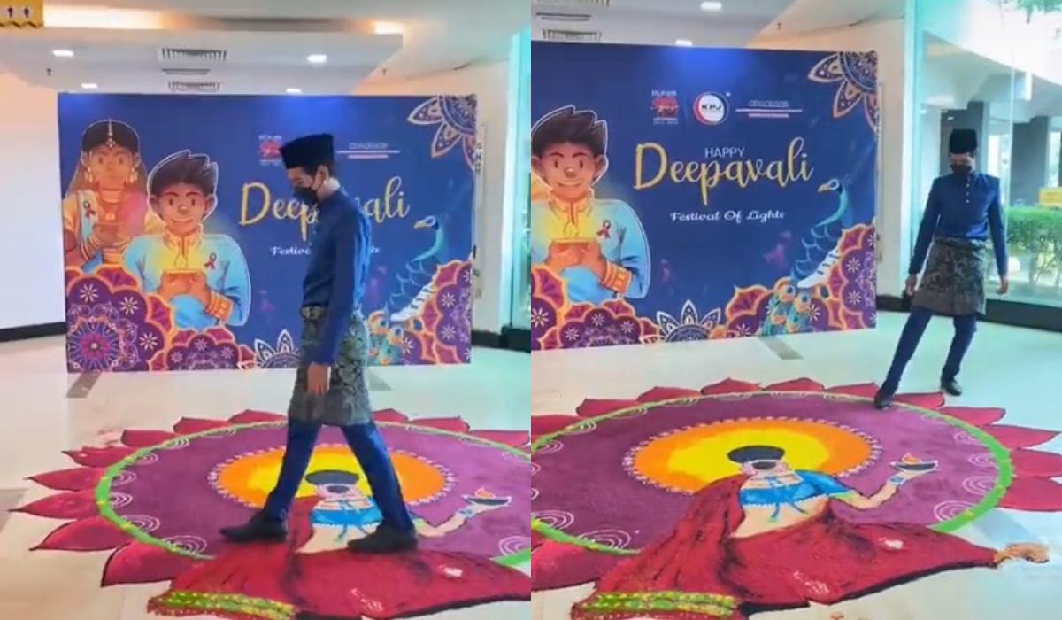 Semalam, tular di media sosial memaparkan tindakan seorang lelaki merosakkan rangoli di KPJ Klang, sehingga mencetuskan kemarahan dan rasa tidak puas hati orang ramai - Gambar Fail