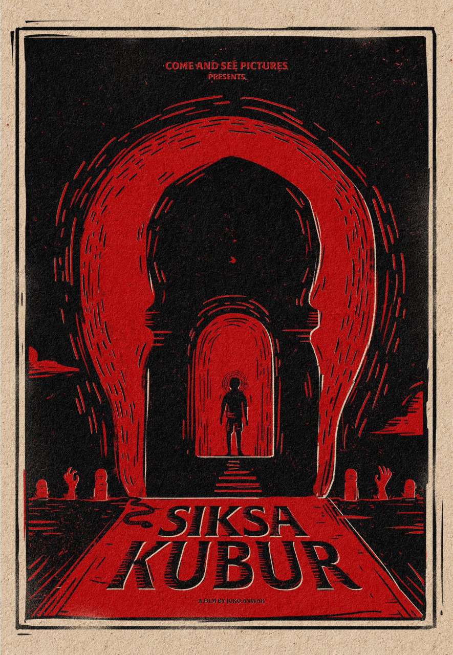 Poster Siksa Kubur yang seakan sama dengan Siksa Neraka kerana tona warna hampir serupa