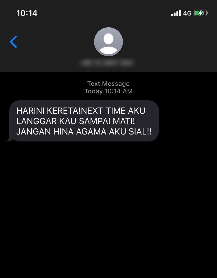 Ugutan melalui SMS yang diterima Khairi.
