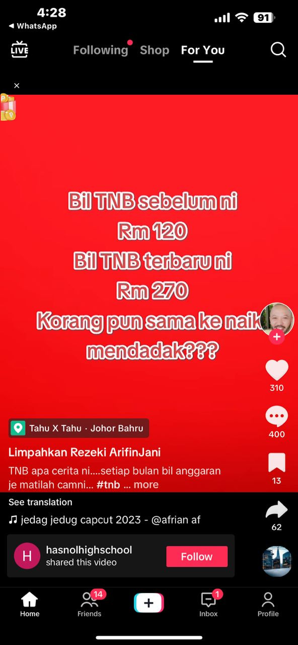 Kenaikan tidak munasabah bil elektrik menimbulkan keresahan pengguna - gambar TikTok
