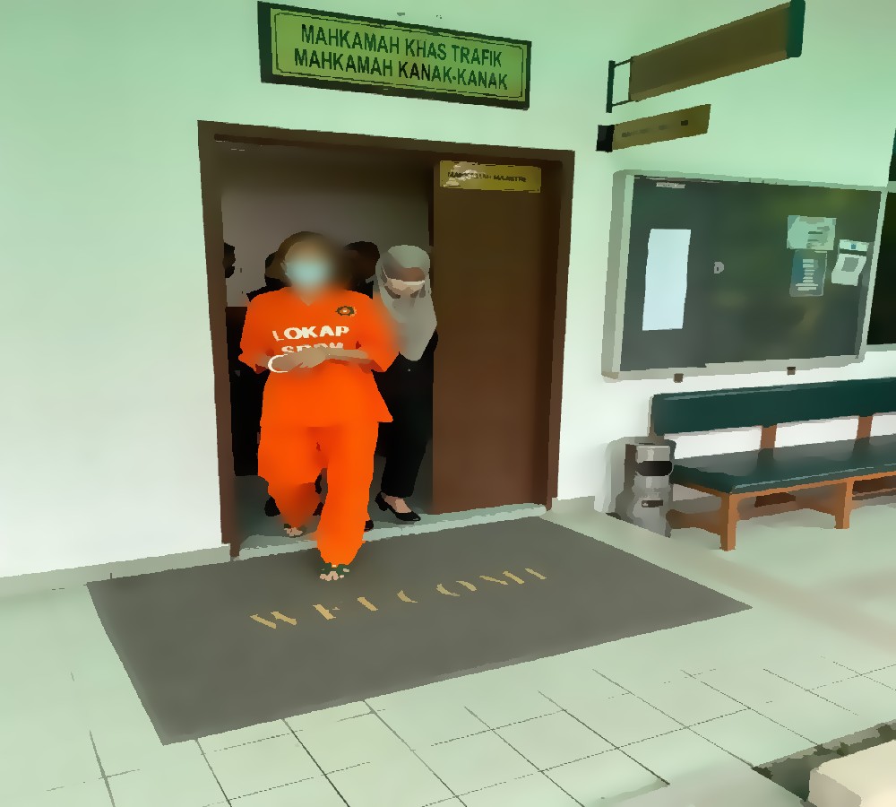 Suspek wanita berjawatan Pengarah Syarikat dibawa keluar sebaik permohonan reman ke atasnya diluluskan mahkamah - gambar SPRM