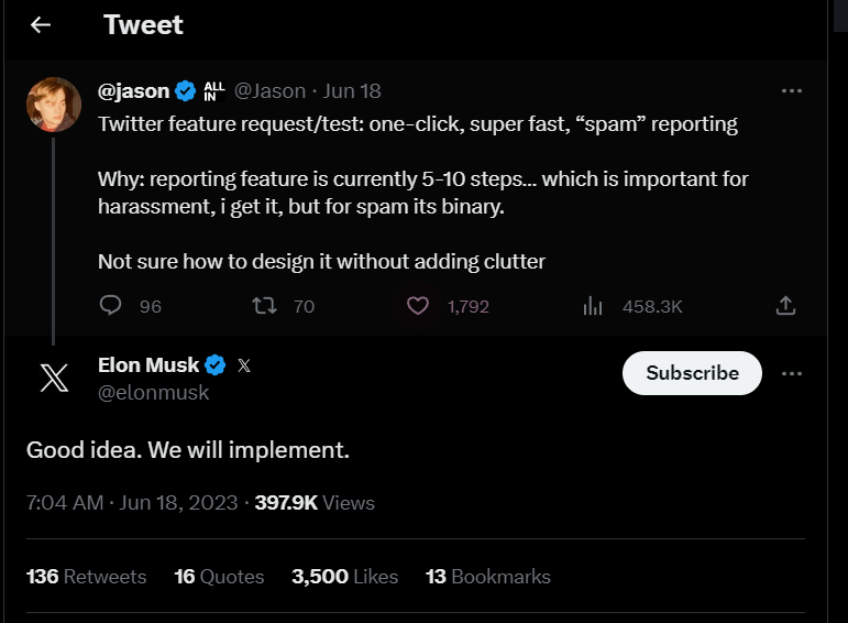 Scam atau spam juga lebih mudah dilaporkan - gambar Twitter @danmurrayserter