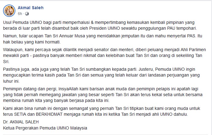 Tangkapan layar Facebook Dr Muhamad Akmal Saleh
